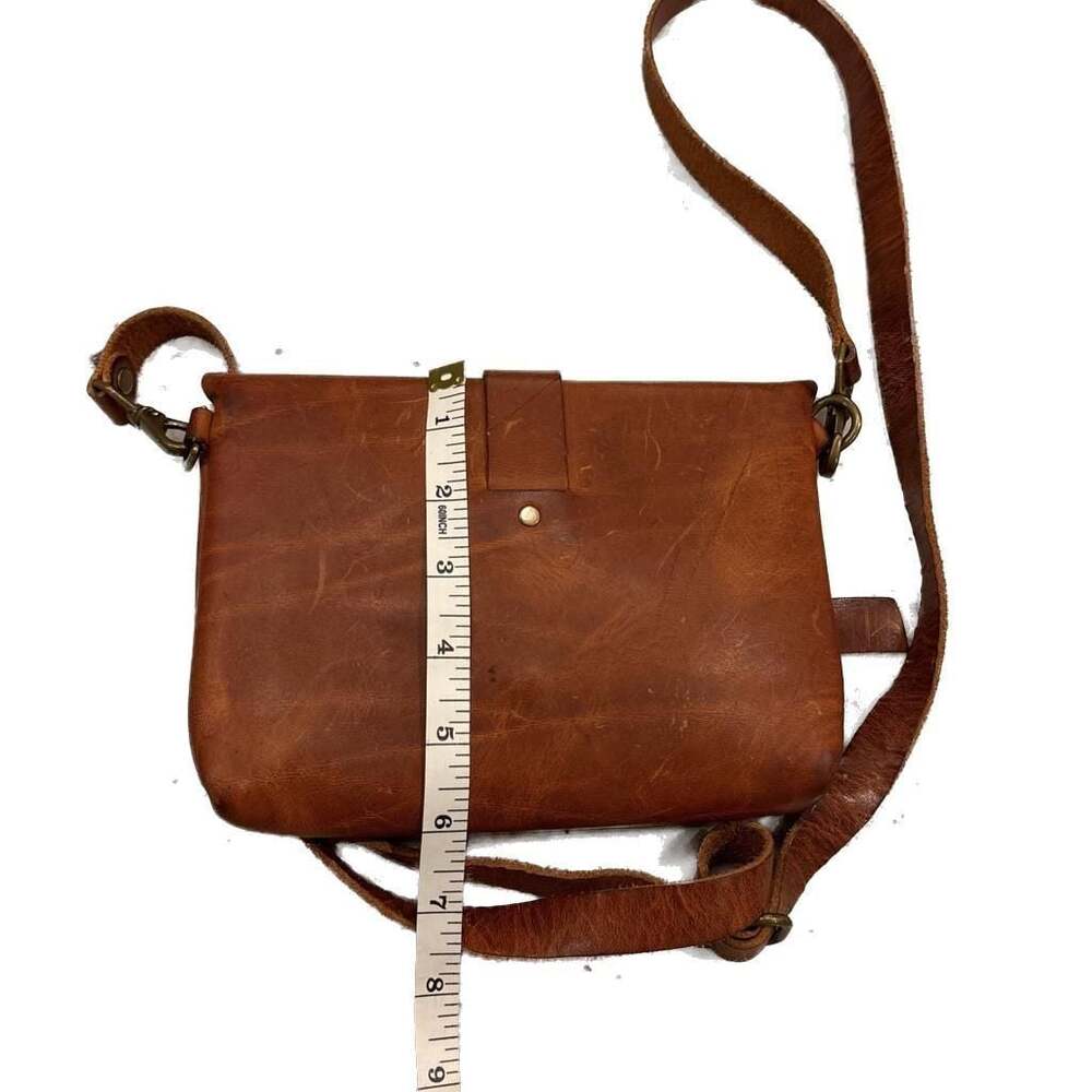 Rustic Bohemian Brown Leather Crossbody Bag with Adjustable Strap - Picture 6 of 6